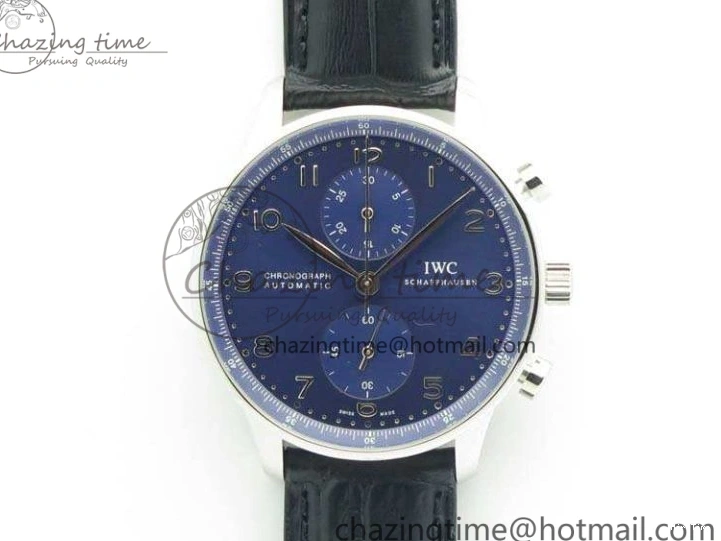 MIROTIME 0524 MoistureWicking Portuguese IW371491 ZF 1:1 Best Edition SS Blue Dial On Leather Strap A79350 (Slim Movement) V 7221